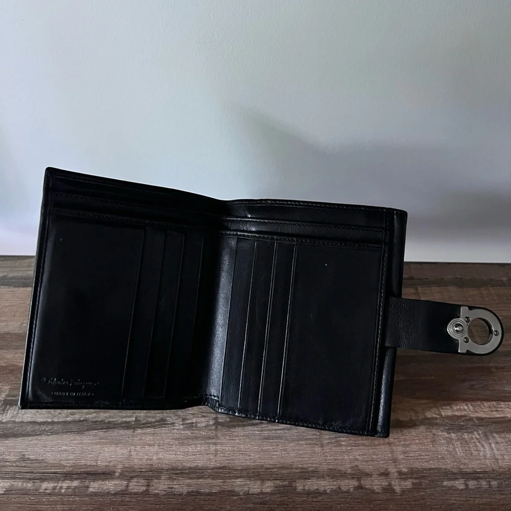 Salvatore Ferragamo Black Textured Wallet